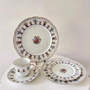 Bernardaud Floral Dinnerware Set - Blue, Red, and Gold